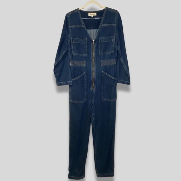 MADEWELL Patch Pocket Denim Coverall Jumpsuit Blue Size S - Picture 2 of 9